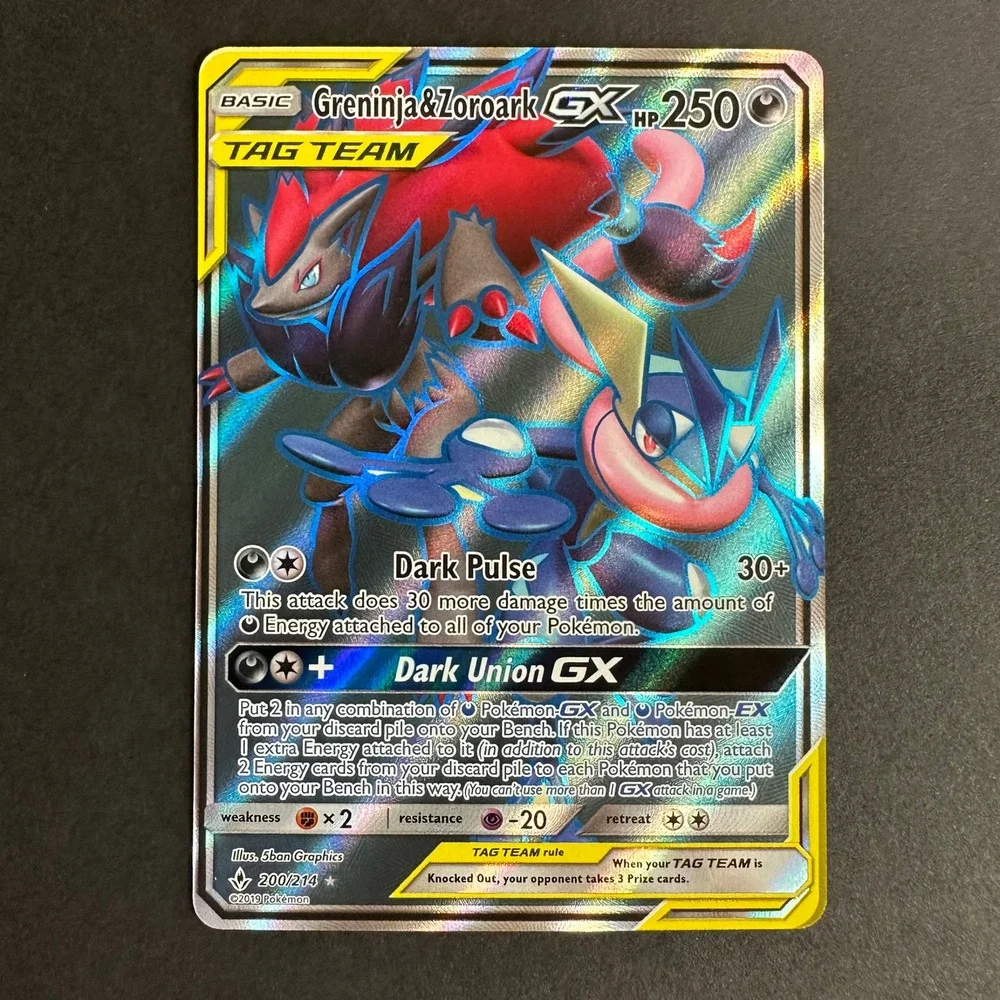 Pokemon TCG Greninja & Zoroark GX (Full Art) SM Unbroken Bonds 200/214 NM